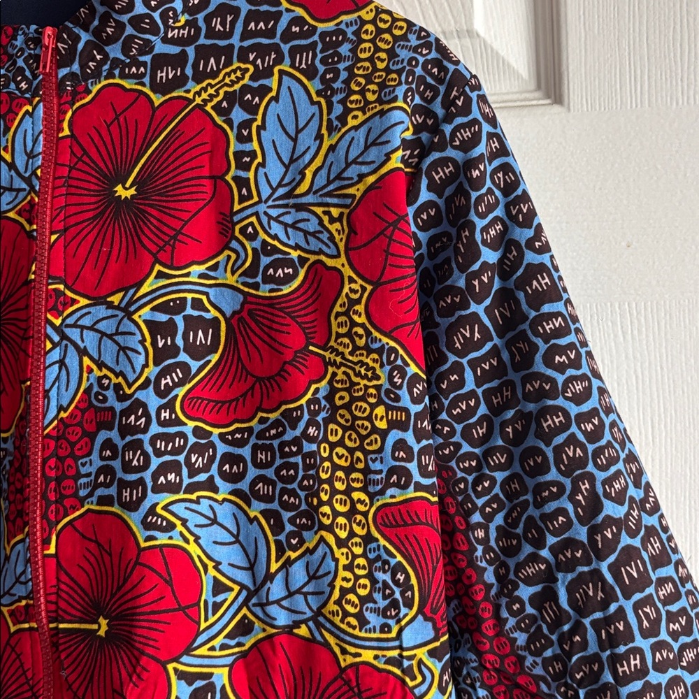 Vibrant Floral and African Style Print Bomber Jacket - Picture 4 of 10